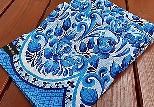 Úžitkový textil - Kuchynská utierka modré ornamenty - 14365748_