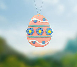 Dekorácie - Veľkonočné vajíčko mini na zavesenie - kvetinky - 14365590_