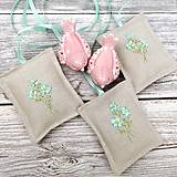 Úžitkový textil - Tyrkysové levanduľové vrecúška pre šťastie♥ stužková výšivka - 14368152_