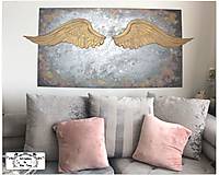 Obrazy - Obraz s 3D krídlami "Strážny anjel domu" - 14367392_