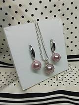 Sady šperkov - Sada s veľkou ružovou perlou v striebre - 14367747_
