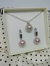 Sady šperkov - Sada s veľkou ružovou perlou v striebre - 14367750_