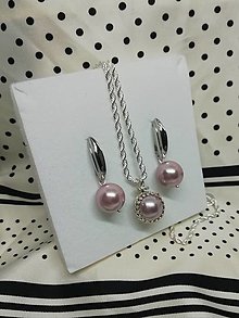Sady šperkov - Sada s veľkou ružovou perlou v striebre - 14367747_