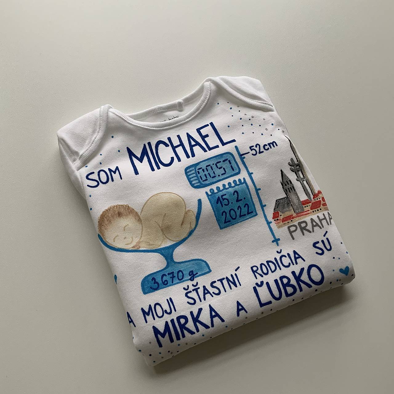 Originálne maľované body k narodeniu bábätka (chlapčenské 5 (Praha))