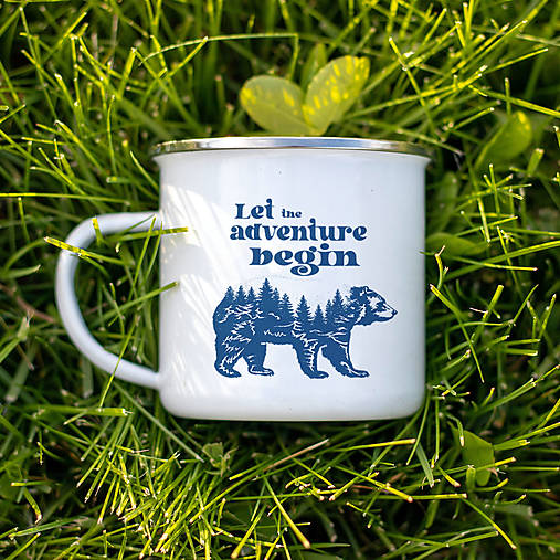 Nádoby - LET THE ADVENTURE BEGIN smaltovaný hrnček - 14370586_