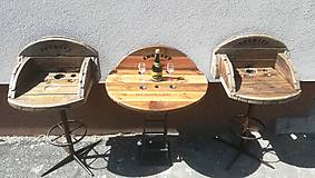 Nábytok - Sedacia súprava - drevený stôl a dve barové stoličky - 14372902_