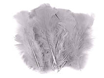 Suroviny - Morčacie perie 11-17 cm 20 ks (šedá najsvetlejšia) - 14371739_