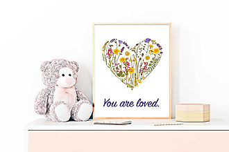 Obrazy - Obrázok z lisovaných kvetov srdce You are loved - 14374316_