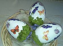 Dekorácie - Veľké vajíčka s levanduľou a stabilizovaným machom - 14376604_