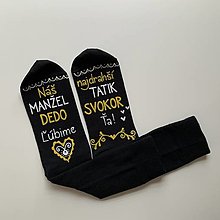 Ponožky, pančuchy, obuv - Maľované ponožky s nápisom: "Najlepší dedko, tatik, svokor" (Tmavomodré) - 14374694_