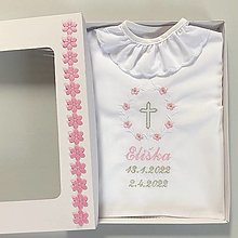 Detské oblečenie - Košieľka na krst k01 ružová so striebornou v darčekovom balení - 14373468_