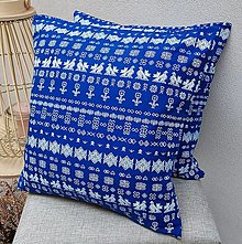 Úžitkový textil - Obliečka na vankúš vzor čičmany... (Modré) - 14379936_