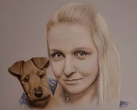 Obrazy - Portrét so psíkom - 14380057_
