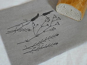 Úžitkový textil - Ľanový chlebník Čierne trávy 4 - 14378690_