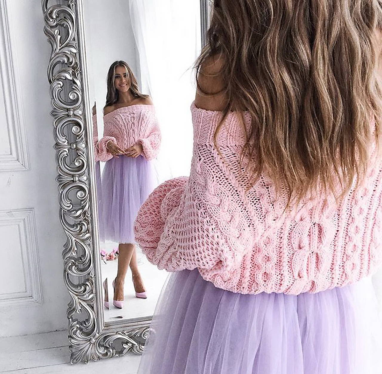 ružový oversized sveter