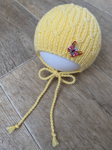 Detské čiapky - Čiapočka pre bábätko pastelová žltá 0-3 mesiace - 14379794_