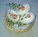 Dekorácie - Sada 3 ks - Veľkonočné vintage vajíčka s ružičkami - 14381716_
