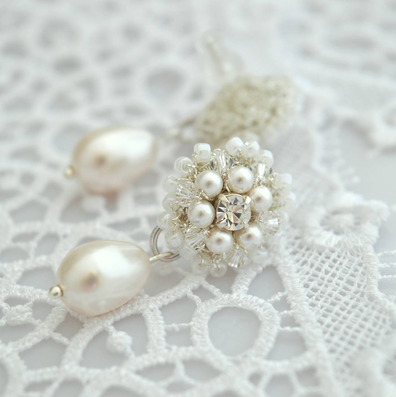 Vintage perlové náušnice (Ag925) (White)
