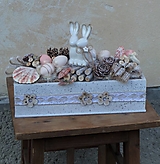 Dekorácie - Veľkonočná dekorácia s keramickými zajačikmi, - 14384505_