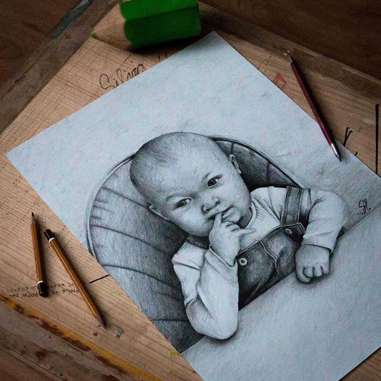 Portrét ceruzkou (formát A3) (Štyri objekty)