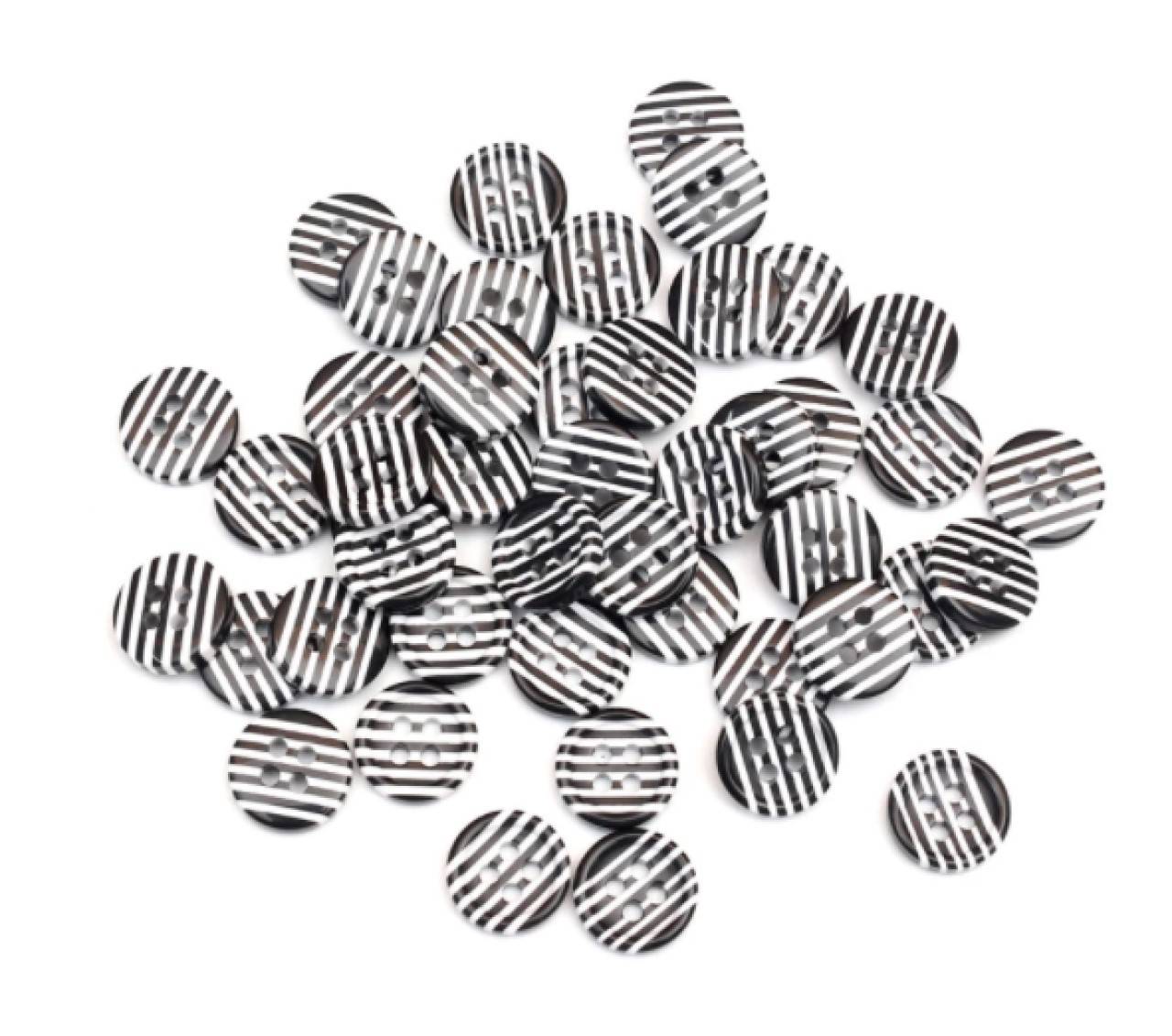 G102 Gombík plastový čierno biely 1,2 cm