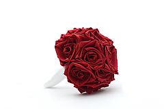Kytice pre nevestu - Saténová kytica svadobná karmínová červená ruže - 14385509_