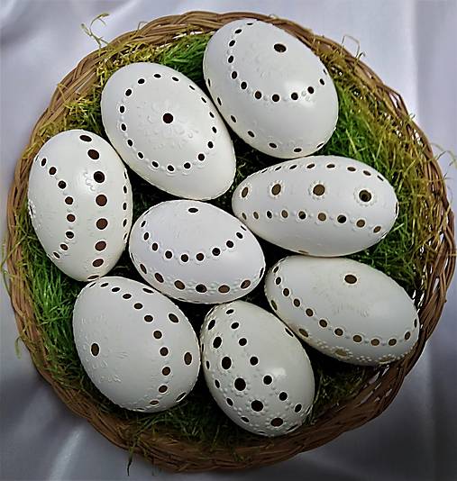 Dekorácie - Kraslice husacie madeirové biele 1 - 14386894_