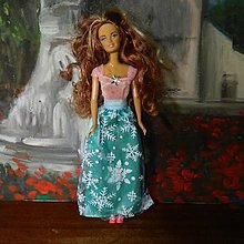Hračky - Šité Barbie šaty (ružovo zelené šaty) - 14386728_