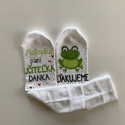 Maľované ponožky pre naj PANI UČITEĽKU (So žabkou)