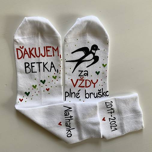 Maľované ponožky pre naj PANI UČITEĽKU (S lastovičkou)