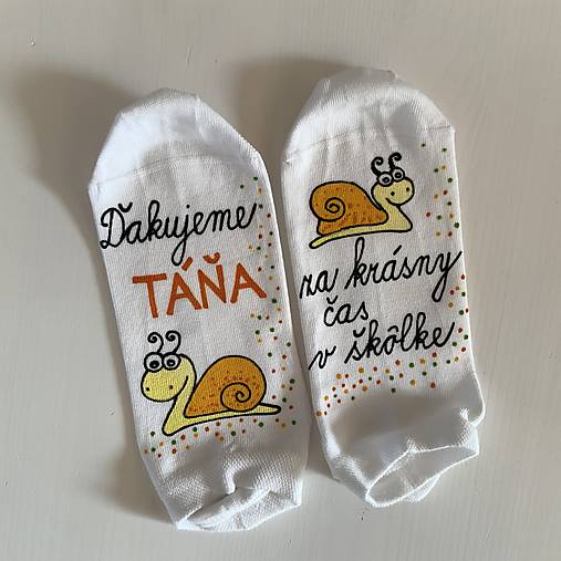 Maľované ponožky pre pani učiteľku ako poďakovanie od predškoláka