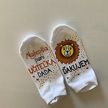 Ponožky, pančuchy, obuv - Maľované ponožky pre naj PANI UČITEĽKU (S levíkom) - 14385748_