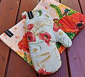 Úžitkový textil - Kuchynská chňapka maky a obilie (S utierkou v darček.balení) - 14387703_