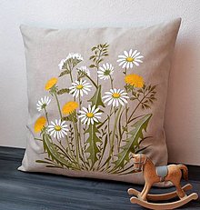Úžitkový textil - Vankúš-ručne maľovaný-Lúčne kvety - 14388116_