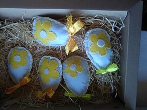 Dekorácie - veľkonočné vajíčka kvetinkové  (Žltá) - 14387585_
