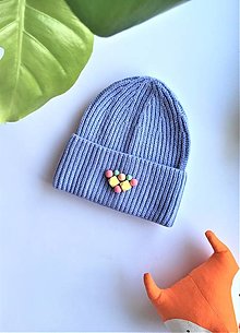 Detské čiapky - Detská beanie čiapka modrá GIRLY - 14387907_