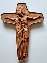 Dekorácie - Drevorezba Ježiš na kríži a Panna Mária. - 14391016_