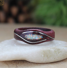 Prstene - Prírodný prsteň s opálom a chir. oceľou - 14392005_