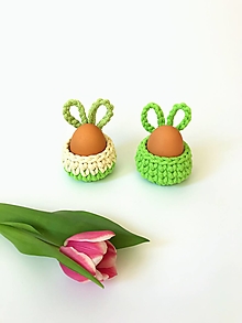 Dekorácie - Veľkonočné košíčky na vajíčka . (Zelená + natur) - 14395255_