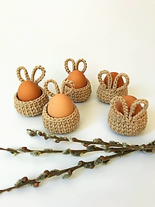 Dekorácie - Veľkonočné košíčky na vajíčka . (Béžová) - 14395261_