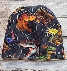 Detské čiapky - Čiapka - Dinosaurus v čiernej - 14395111_
