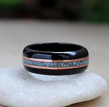 Prstene - Ebenový prsteň s jaspisom a oceľou - 14393306_