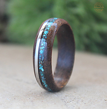 Prstene - Drevený prsteň s oceľou a chryzokolom - 14393415_