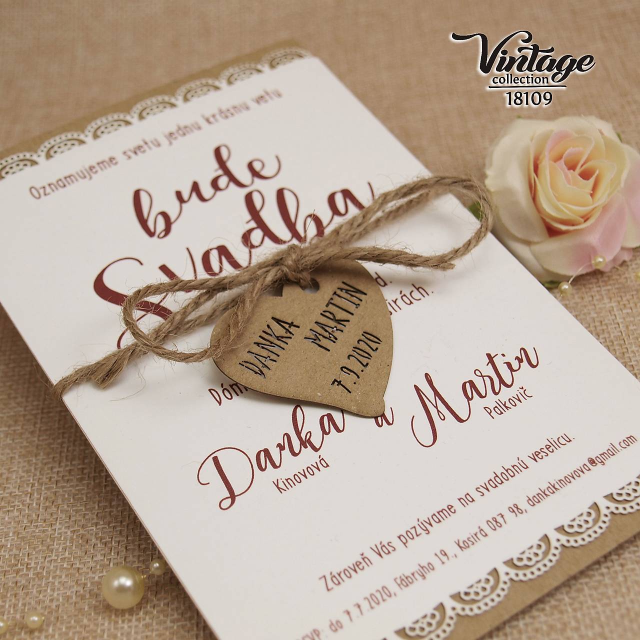 Svadobné oznámenie z recyklovaného papiera 18109 (20-40 ks)