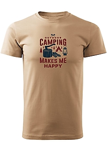 Pánske oblečenie - Pánske tričko "Camping makes me happy" - 14396631_