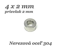 Korálky - Korálka 4x2mm, prievlak 2mm /M4554/ - nerez.oceľ 304 - 14397516_