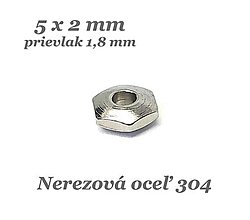 Korálky - Korálka disk 5x2mm, prievlak 1,8mm /M4563/ - nerez.oceľ 304 - 14400344_