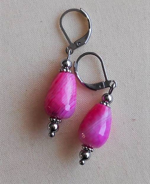  - Achátový dáždik- náušnice (Pink) - 14397961_