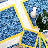Úžitkový textil - Modrý Vyšívaný, patchworkový obrus - Nezábudkový - 14397409_
