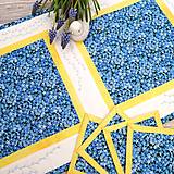 Úžitkový textil - Modrý Vyšívaný, patchworkový obrus - Nezábudkový - 14397410_